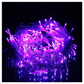 Guirlande Noël chaîne blanche 192 Leds violets extérieur boîtier programmes lumineux 8 m