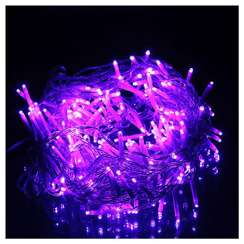 Guirlande Noël chaîne blanche 192 Leds violets extérieur boîtier programmes lumineux 8 m 1