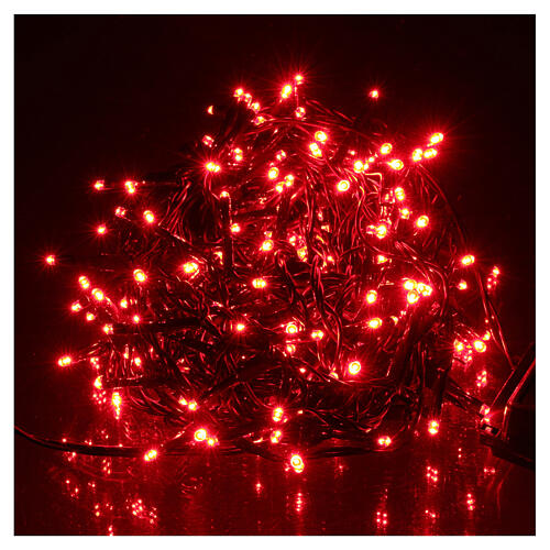 Christmas lights green wire, 192 red LEDs with flash control unit 8 m 1
