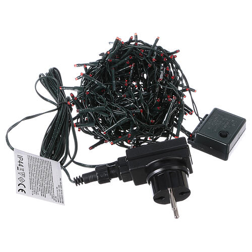 Christmas lights green wire, 192 red LEDs with flash control unit 8 m 5