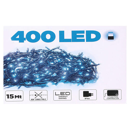 Luce Natalizia catena verde 400 led blu esterni flash control unit 8 m 3