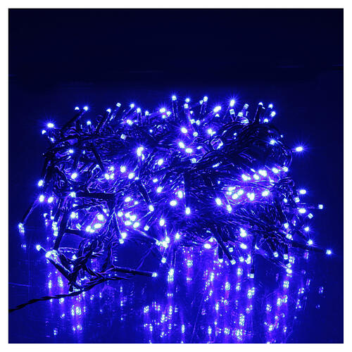 Christmas lights green wire, 400 blue LEDs flash control unit 8 m 1