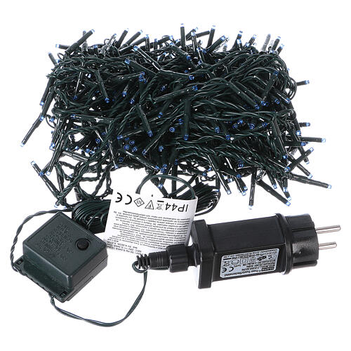 Christmas lights green wire, 400 blue LEDs flash control unit 8 m 5