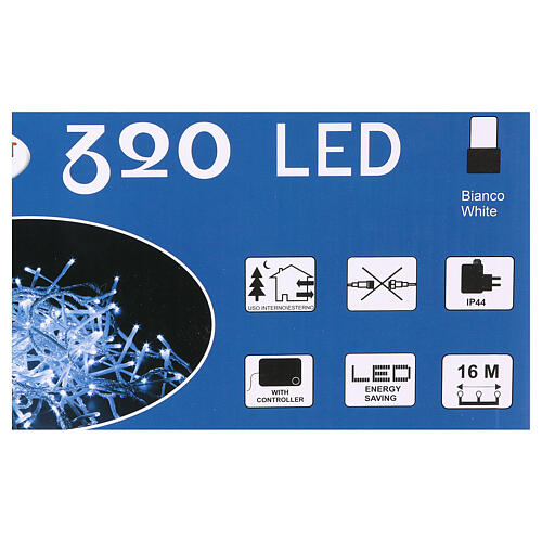 Christmas lights 320 white LEDs with external switch 16 m 3