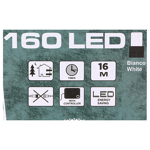Pisca-pisca cabo verde 160 LED brancos para exterior pilhas 16 m 3