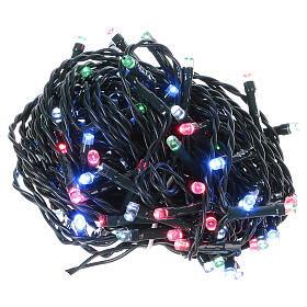Battery powered Christmas lights, green wire 100 multi colour LEDs 10 m