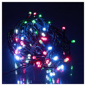 Battery powered Christmas lights, green wire 100 multi color LEDs 10 m