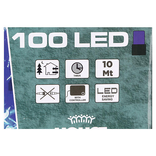 Pisca-pisca cabo verde 100 LED azuis para exterior pilhas 10 m 3