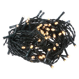 Battery powered Christmas lights green wire, 100 warm white LEDs 10 m