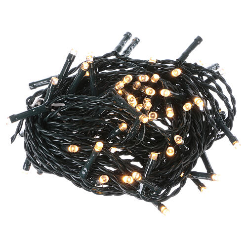 Battery powered Christmas lights green wire, 100 warm white LEDs 10 m 2