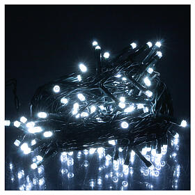 Battery operated Christmas lights green wire, 100 white LEDs 10 m