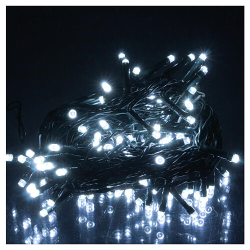 Battery operated Christmas lights green wire, 100 white LEDs 10 m 1