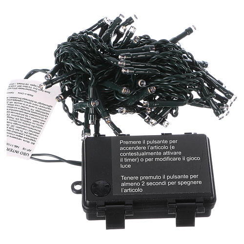 Battery powered Christmas lights green wire, 60 warm white LEDs 6 m 5
