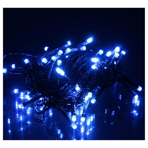 Battery operated Christmas lights green chain, 60 blue LEDs 6 m 1