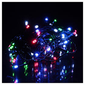 Battery powered Christmas lights green chain, 60 multi-colour LEDs 6 m