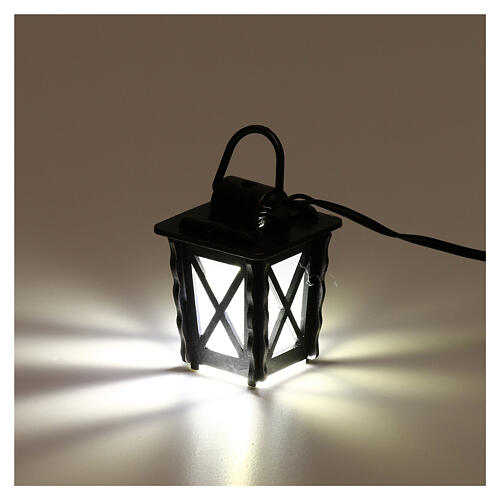 Lanterna in metallo con luce bianca h 4 cm presepe 8-10 cm bassa tensione 3