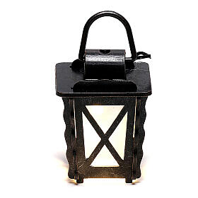 Lampion z metalu z białym światłem h 4 cm, szopka 8-10 cm, niskie napięcie