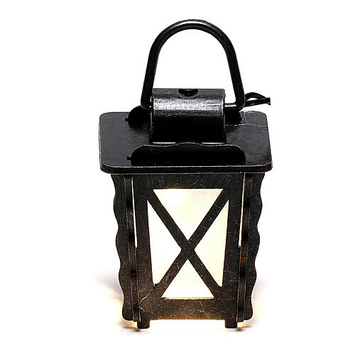 Lanterna em metal com luz branca h 4 cm baixa tensão para presépio com figuras de 8-10 cm de altura média 1