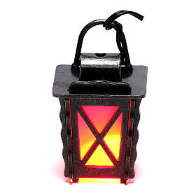 Lampion z metalu z czerwonym światłem h 4 cm, szopka 8-10 cm, niskie napięcie