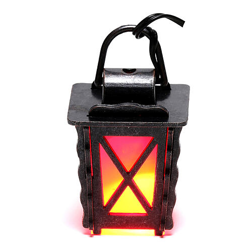 Lampion z metalu z czerwonym światłem h 4 cm, szopka 8-10 cm, niskie napięcie 1