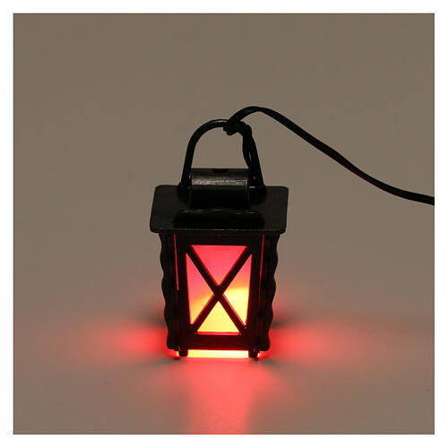 Lampion z metalu z czerwonym światłem h 4 cm, szopka 8-10 cm, niskie napięcie 2