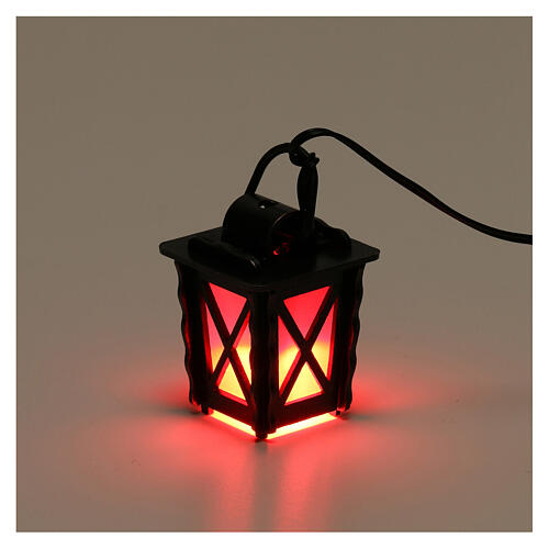 Lampion z metalu z czerwonym światłem h 4 cm, szopka 8-10 cm, niskie napięcie 3
