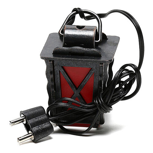 Lampion z metalu z czerwonym światłem h 4 cm, szopka 8-10 cm, niskie napięcie 4