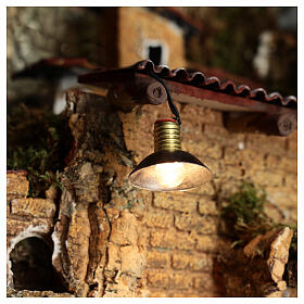 Lamp post with metal shade 3.5V, for 3 cm nativity low voltage