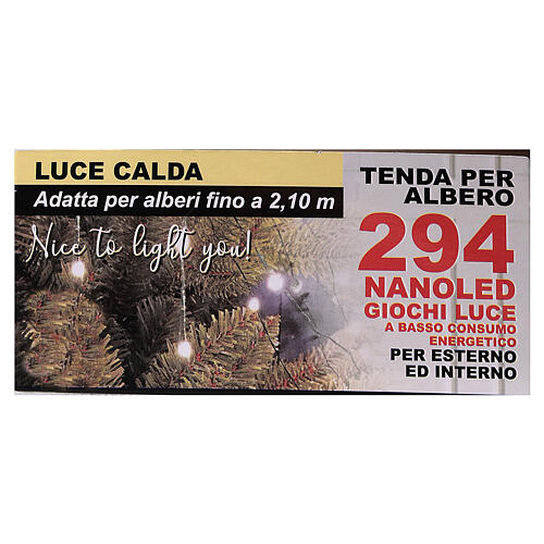 Świąteczna kurtyna świetlna, ciepłe białe światło, 294 nano LED, zasilanie 220V 6