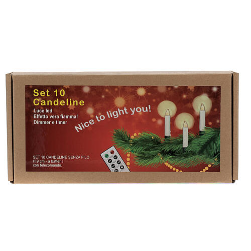 Conjunto 10 velas eléctricas para árvore de Natal com controle remoto 3