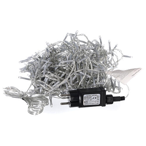 Chaîne lumineuse 500 LED blanc froid câble transparent extérieur 220V 5