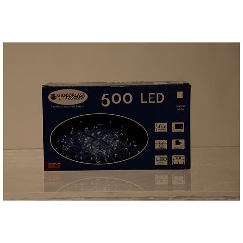 Chaîne lumineuse 500 LED blanc froid câble transparent extérieur 220V 6
