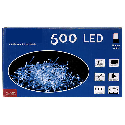 Christmas lights, 500 LEDs cold white clear cable for outdoors 220V 4