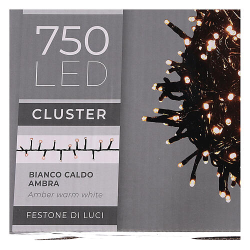 Grinalda LED 750 luzes branco ambarino exterior 220V 5