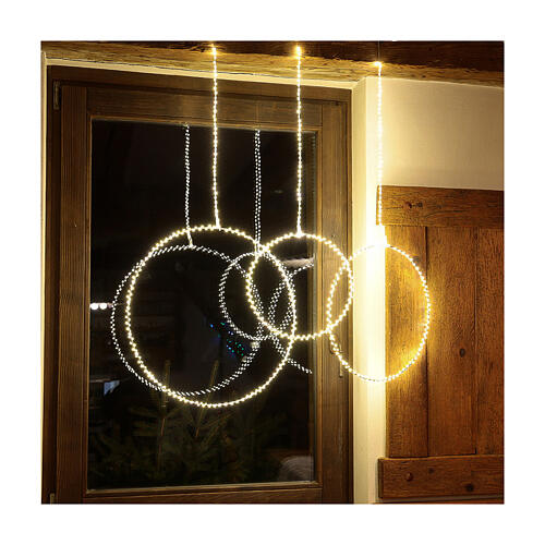 Illuminated Christmas ring, drop LEDs warm white d. 50 cm indoor 220V 2