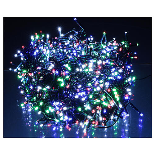 Multicoloured Christmas lights 1200 LEDs green cable controller 220V outdoor 1