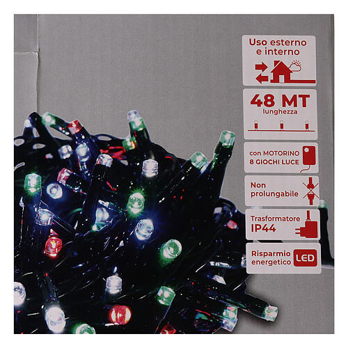 Multicoloured Christmas lights 1200 LEDs green cable controller 220V outdoor 4