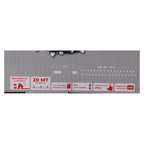 Świąteczne lampki, łańcuch, 500 zimnych białych LED, do użytku wewnętrznego i zewnętrznego, długość 20 m 5