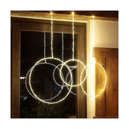Anello luminoso natalizia gocce led bianco caldo d. 30 cm interni 220V 3