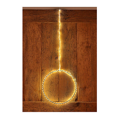 Bright Christmas ring with warm white LED drops d. 40 cm indoors 220V 1