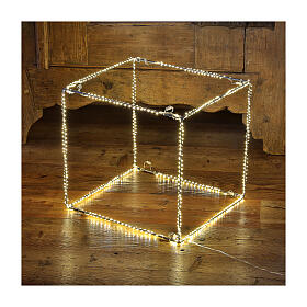 Lighted cube 60 cm with 880 warm white drops interior electric powered