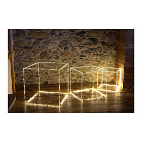 Lighted cube 60 cm with 880 warm white drops interior electric powered