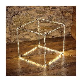LED Cube figure for Christmas, 40 cm with 720 warm white LEDs indoor electric powered