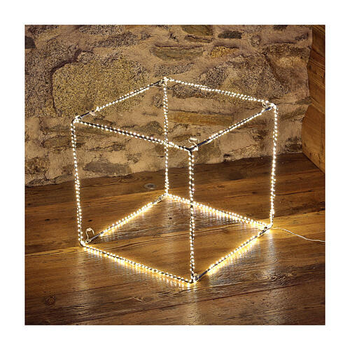LED Cube figure for Christmas, 40 cm with 720 warm white LEDs indoor electric powered 1