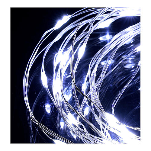 Łańcuch świetlny na baterie 5 m, 50 kropli led, białe zimne światło 2