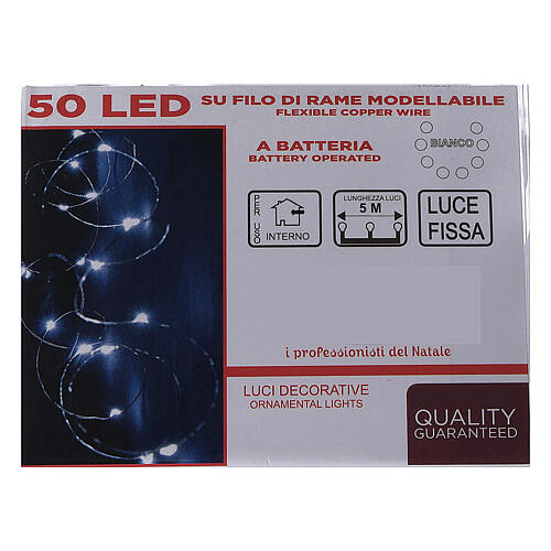 Luz de Natal de pilhas 5 m 50 gotas LED branco frio interior 4