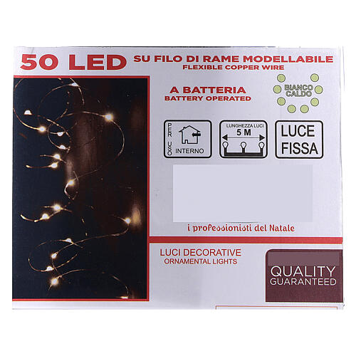 Luz de Natal de pilhas 5 m 50 gotas LED branco quente interior 3