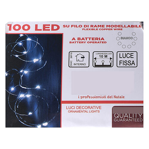 Clear string lights battery operated 10 cm 100 white cold LEDs indoor 3