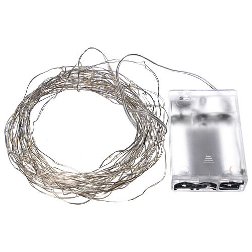 Clear string lights battery operated 10 cm 100 white cold LEDs indoor 4