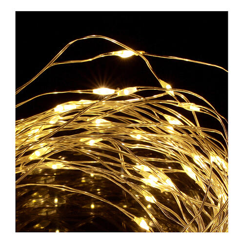 Warm white clear string lights battery operated 10 m 100 LEDs 2